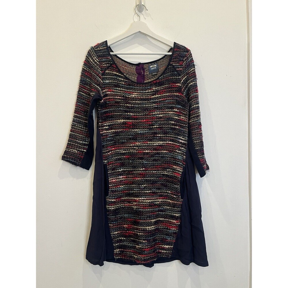 Maeve Anthropologie Multicolor Knit Pocket Boucle Dress women's size M Boho Hipp